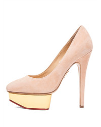 Charlotte Olympia Cindy Suede Pumps In Blush