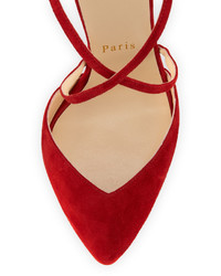 Christian Louboutin Crossbreche Suede Red Sole Pump Red