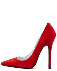 Jeffrey Campbell Darling Suede Point Toe Pump Red