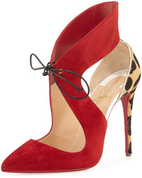 Christian Louboutin Ferme Rouge Self Tie Red Sole Pump Rougissime
