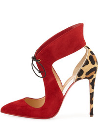 Christian Louboutin Ferme Rouge Self Tie Red Sole Pump Rougissime