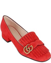 Gucci 25mm Marmont Gg Fringed Suede Pumps
