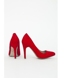 Missguided Faux Suede Heeled Shoe Red