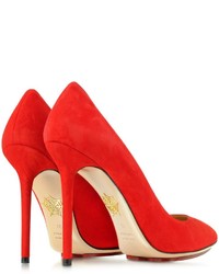 Charlotte Olympia Monroe Red Suede Pump