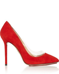 Charlotte Olympia Party Monroe Pvc Trimmed Suede Pumps