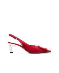 Marni Red 60 Suede Leather Slingback Pumps