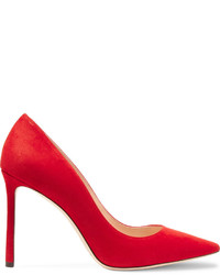 Jimmy Choo Romy Suede Point Toe Pumps Red