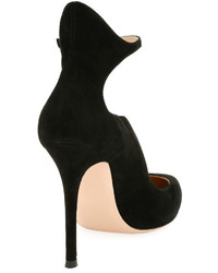 Gianvito Rossi Scalloped Suede Ankle Wrap Pump