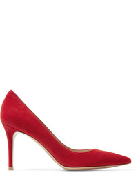 Gianvito Rossi Suede Pumps Red