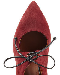 Malone Souliers Suede Pumps With Lace Up Front