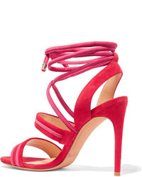 Alexandre Birman Aurora Suede Sandals Red