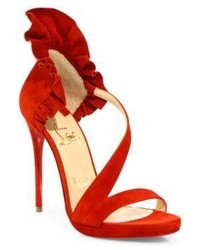Christian Louboutin Colankle 120 Ruffled Suede Sandals