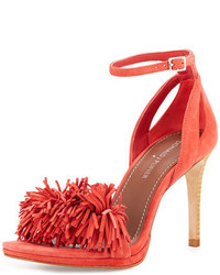 Donald J Pliner Shayla Ankle Strap Suede Sandal Coral