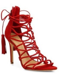 Schutz Valquis Suede Lace Up Cage Sandals