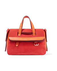 Red Suede Satchel Bag