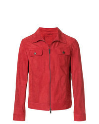 Red Suede Shirt Jacket