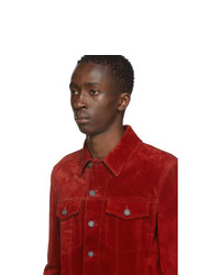 Saint Laurent Red Suede Classic Jacket