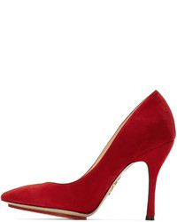 Charlotte Olympia Red Suede Bacall Heels