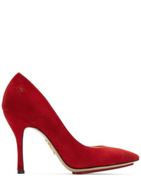 Charlotte Olympia Red Suede Bacall Heels