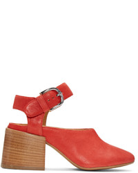 MM6 MAISON MARGIELA Red Suede Cube Mary Jane Heels
