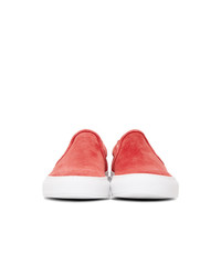 Common Projects Red Suede Slip On Sneakers