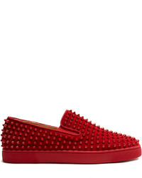 Christian Louboutin Roller Boat Spike Embellished Slip On Trainers
