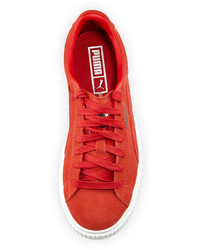 Puma Suede Platform Lace Up Sneaker Red