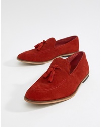ASOS DESIGN Loafers In Red Suede With Tassel