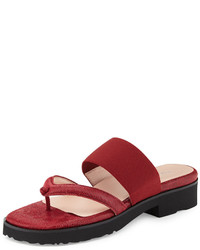 Red Suede Thong Sandals