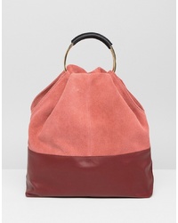 ASOS DESIGN Suede And Leather Mix Grab Shopper Bag