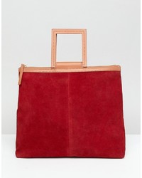 ASOS DESIGN Suede Tote Bag With Square Handle Detail