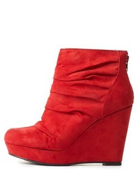 Charlotte Russe Mark Maddux Ruched Platform Wedge Booties