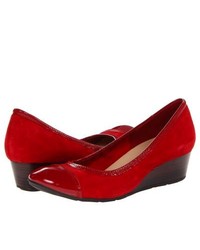 Cole Haan Milly Wedge Wedge Shoes Velvet Red Suedepatent