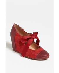 Jeffrey Campbell Ynez Wedge Red Suede Combo 5 M