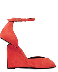 Pierre Hardy Arp Suede Wedge Sandals Tomato Red
