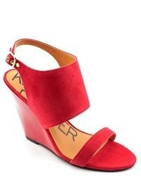 Kelsi Dagger Ellice Red Suede Wedge Sandals Shoes Uk 55