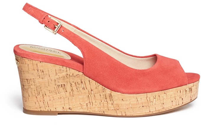 MICHAEL Michael Kors Michl Michl Kors Natalia Cork Wedge Suede Sandals,  $195 | Lane Crawford | Lookastic