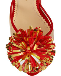 Charlotte Olympia Team Spirit Embellished Suede And Mesh Wedge Sandals
