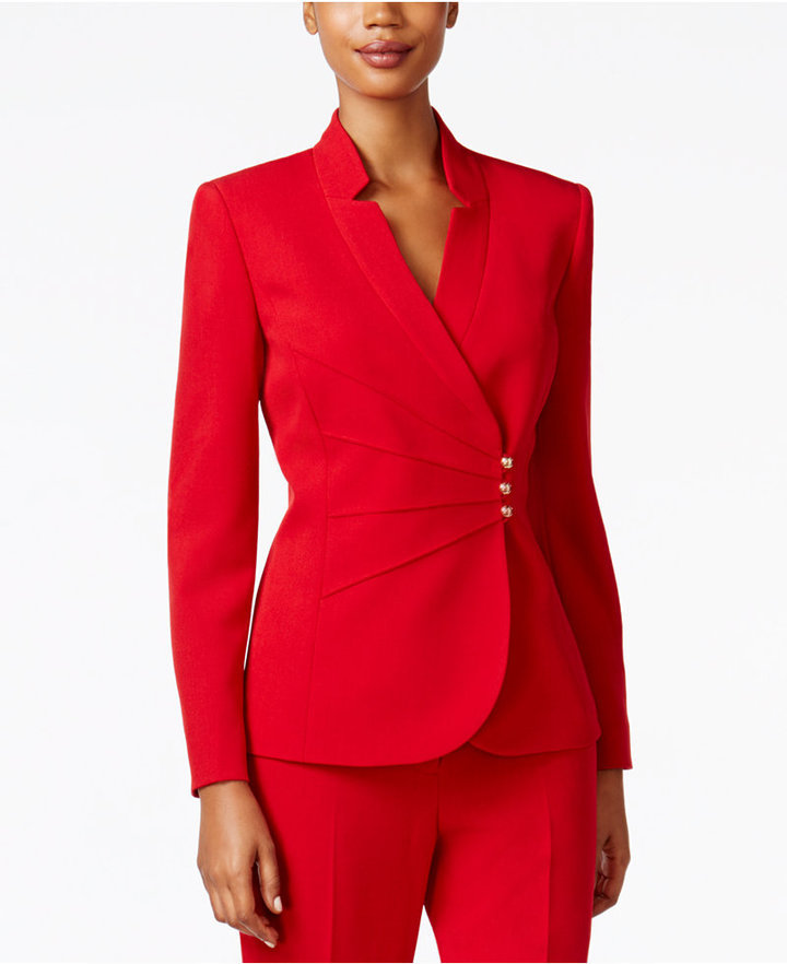 Tahari Asl Petite Crepe Crossover Jacket Pantsuit, $280 | Macy's ...