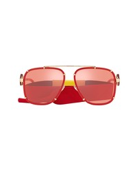 Versace 62mm Oversize Square Sunglasses In Red Mirrorpink Mirror Red At Nordstrom