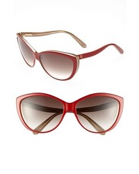 Alexander McQueen 61mm Two Tone Cat Eye Sunglasses Red Nude One Size
