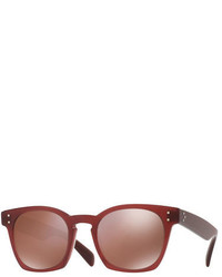 Oliver Peoples Byredo Square Mirrored Sunglasses Red