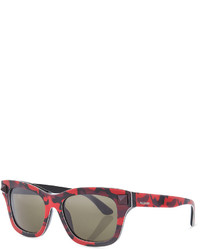 Valentino Camo Rockstud Sunglasses Red
