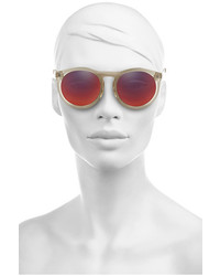 Le Specs Cheshire Round Frame Acetate Mirrored Sunglasses