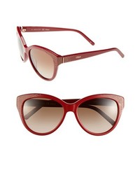 Chloé Chloe Suzanna 56mm Cat Eye Sunglasses Red One Size
