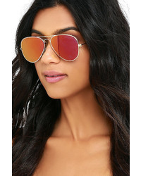 LuLu*s Cool And Reflected Silver Mirrored Aviator Sunglasses