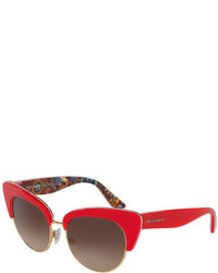 Dolce & Gabbana Dna Semi Rimless Cat Eye Sunglasses Red