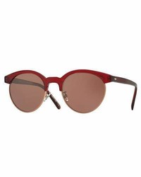 Oliver Peoples Ezelle Monochromatic Semi Rimless Sunglasses Red