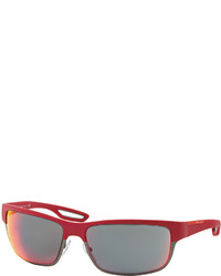 Prada Half Rim Rubber Sport Sunglasses Red