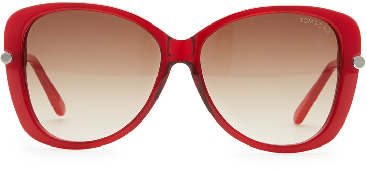 Tom Ford Linda Acetate Butterfly Sunglasses Red, $380 | Neiman Marcus |  Lookastic